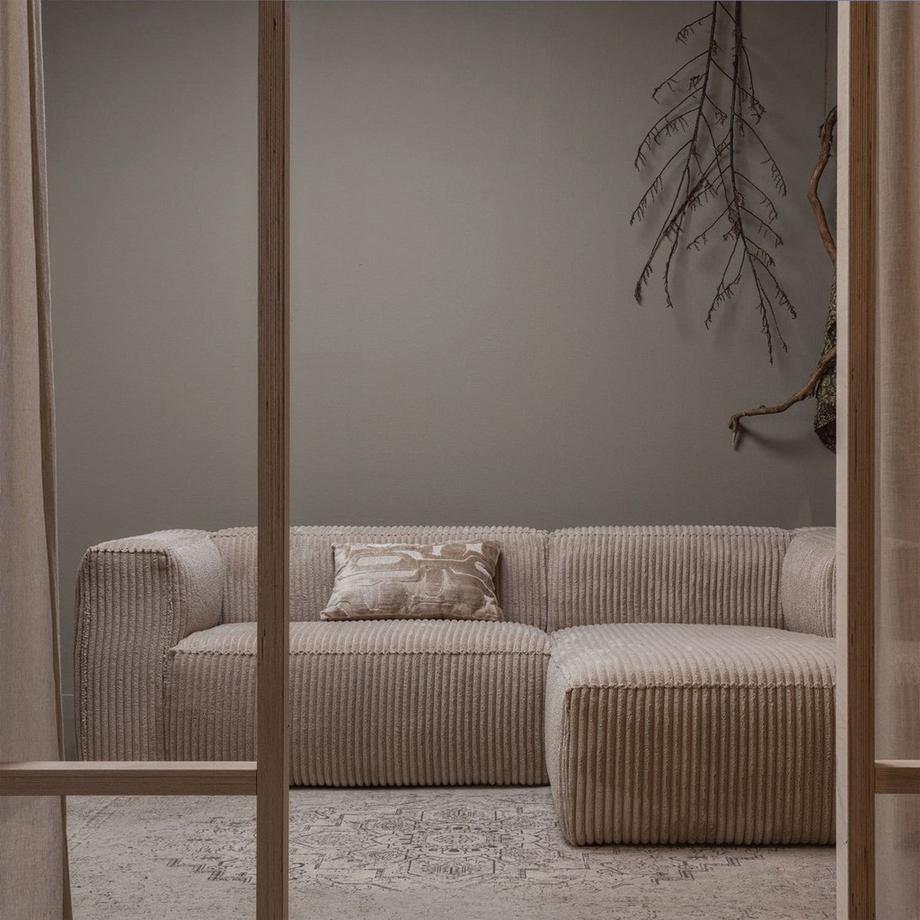 mutoni Ecksofa Bean rechts grober Rippstoff travertin 254x178  