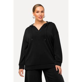 Ulla Popken  Felpa oversize con cappuccio, scollo a V e maniche lunghe 