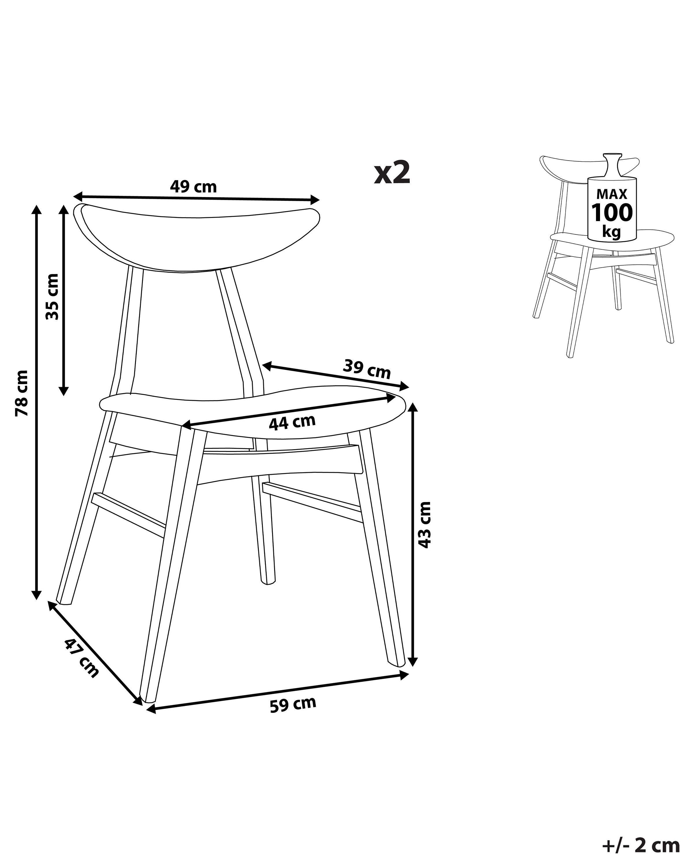 Beliani Chaise de salle à manger en Bois d'hévéa Rétro LYNN  