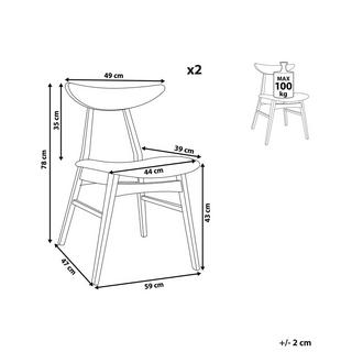 Beliani Chaise de salle à manger en Bois d'hévéa Rétro LYNN  