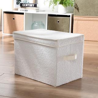 Calicosy Scatola portaoggetti alta con coperchio in tessuto bouclé écru - H30 cm  