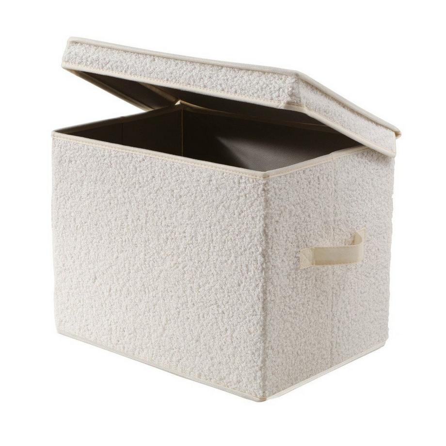 Calicosy Boîte rangement haute avec couvercle tissu bouclette écru - H30 cm  