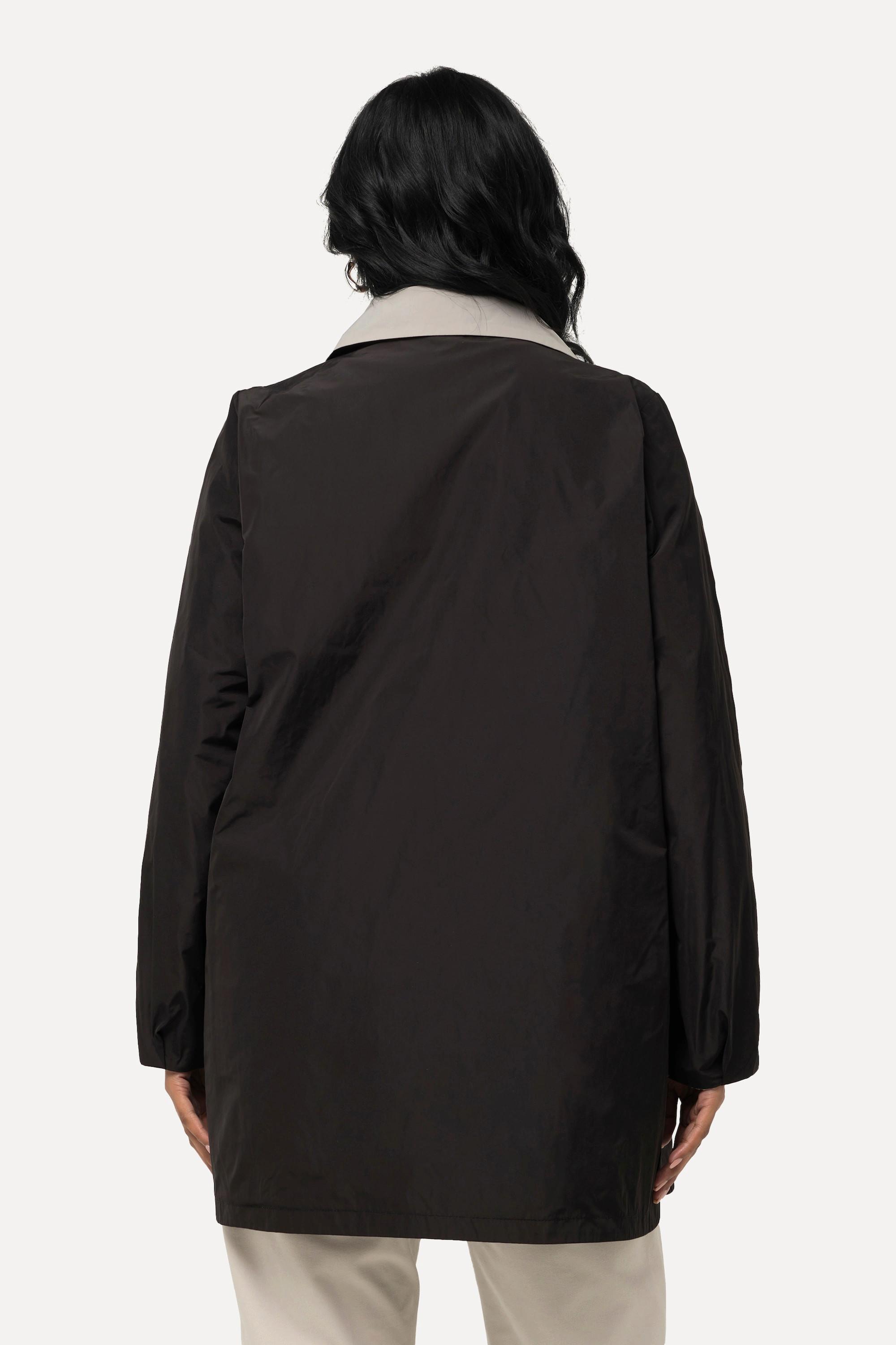 Ulla Popken Giacca Reversibile Linea A con Collo Alto e Tasche  