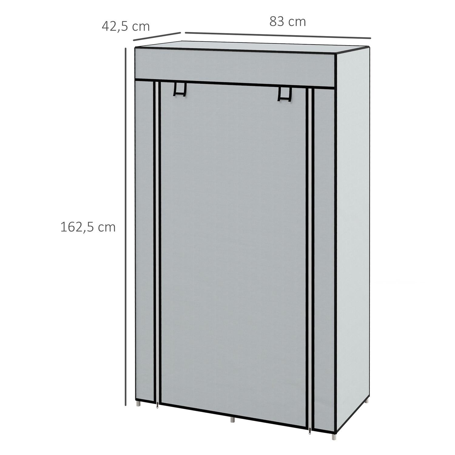 Northio Armoire En Tissu, Armoire Peu Encombrante Avec 5 Compartiments Et Tringle À Vêtements, Fermeture Éclair, Armoire Pliante, Gris Clair  