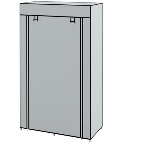Northio Armoire En Tissu, Armoire Peu Encombrante Avec 5 Compartiments Et Tringle À Vêtements, Fermeture Éclair, Armoire Pliante, Gris Clair  