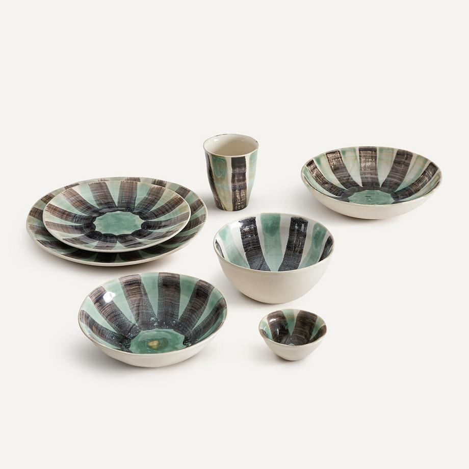 Lot de 4 bols en grès rayé