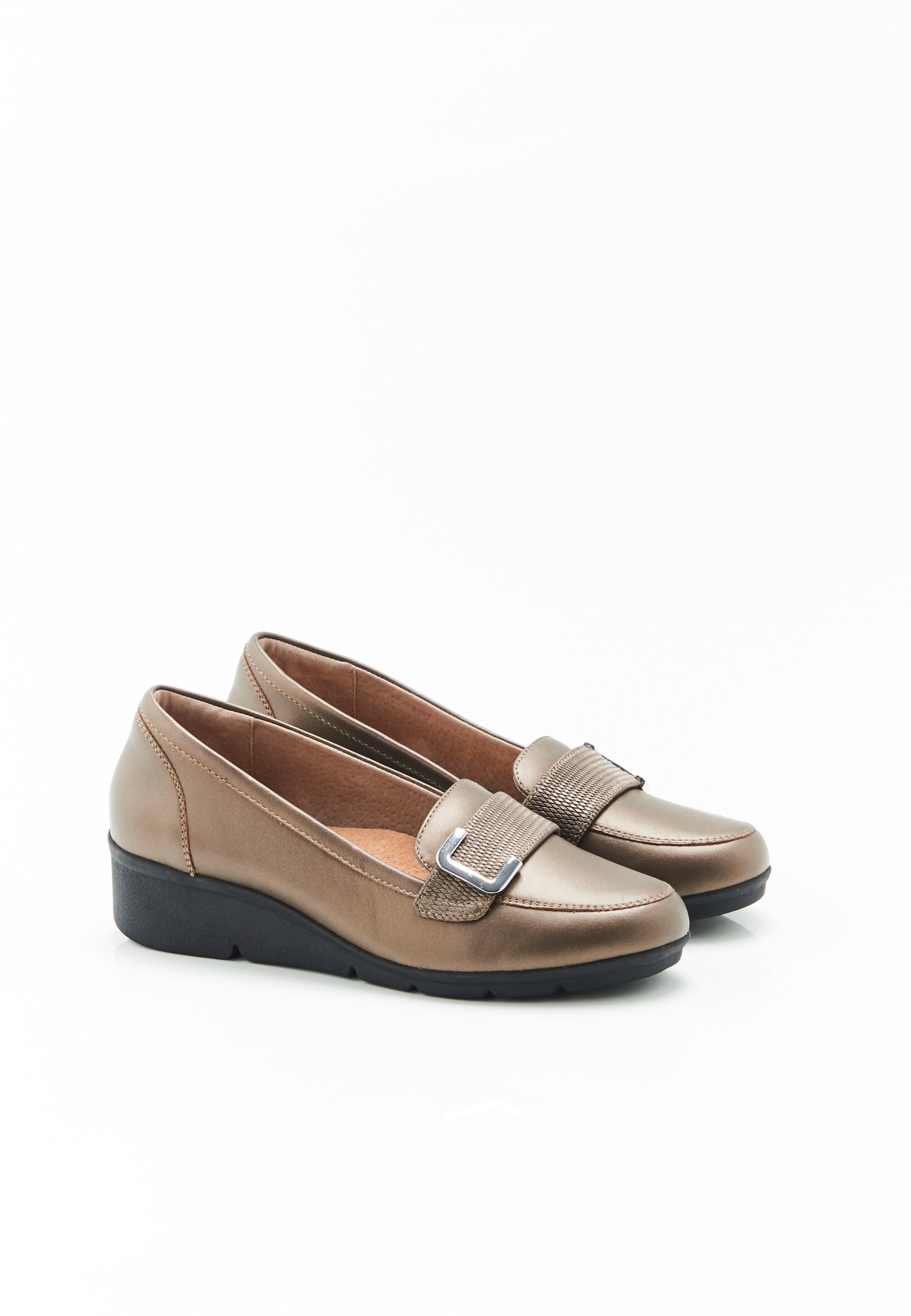 Image of Mokassins Mit Keilabsatz Und Schnalle Amortyl Damen Grau 37