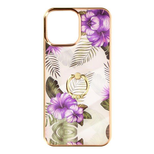 Avizar  Coque anneau iPhone 12 Fleurs violettes 