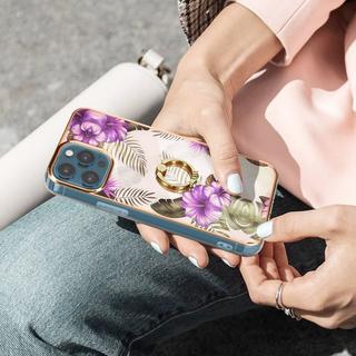 Avizar  Coque anneau iPhone 12 Fleurs violettes 