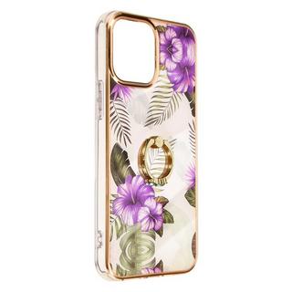 Avizar  Coque anneau iPhone 12 Fleurs violettes 