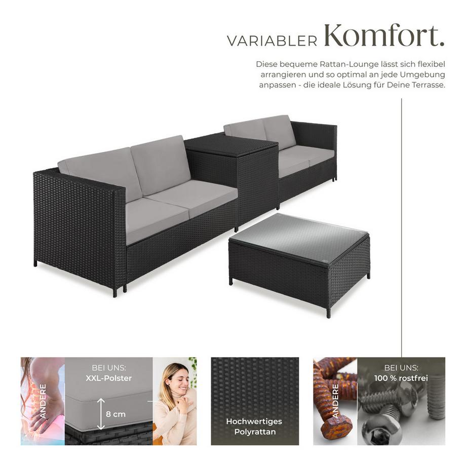 Tectake Salottino lounge in rattan  Siena per 4 persone  