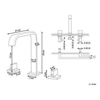 Beliani Spülbeckenhahn aus Messing Modern KAGERA  