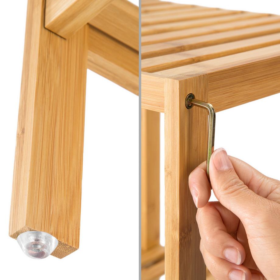 Tectake Scaffale verticale in bambù 5 piani 33 x 33 x 141 cm  