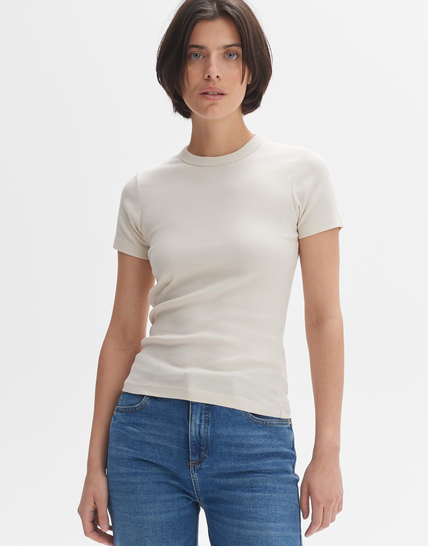 Image of T-shirt Samuna Figurbetont Damen Beige 40
