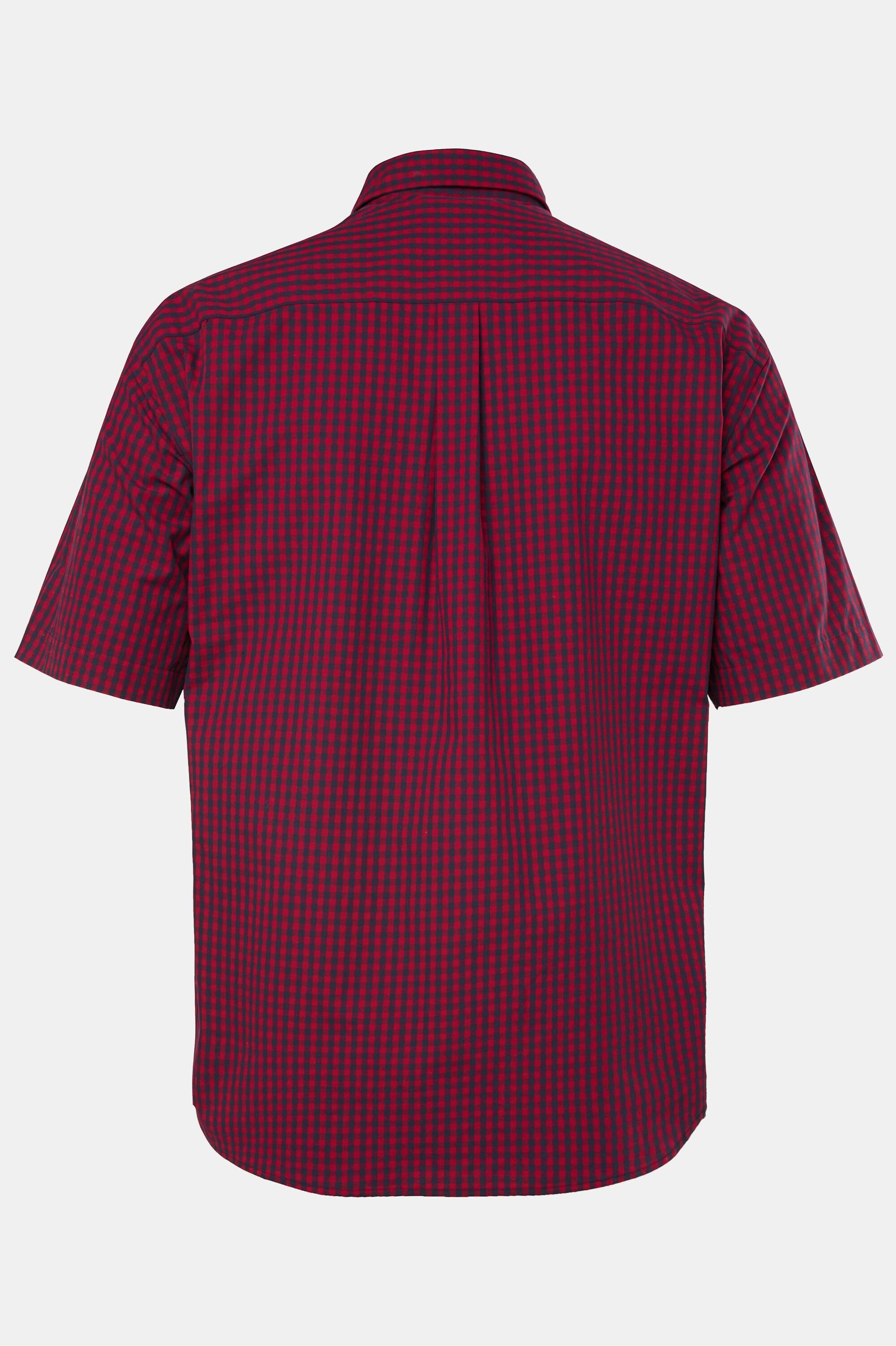 JP1880  Camicia a quadri dalla vestibilità moderna in tradizionale stile Tracht con mezze maniche e colletto button-down rosso ciliegia scuro 