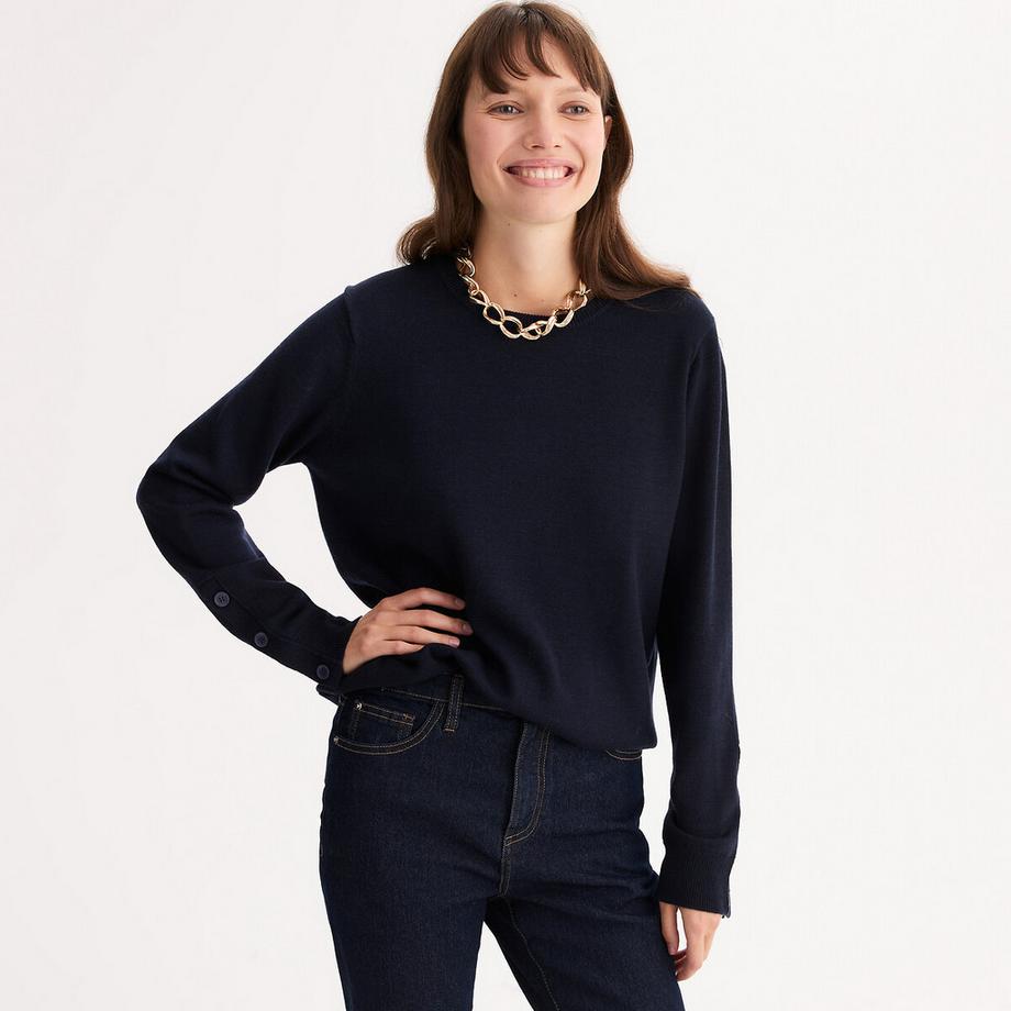 Feinstrick-Pullover mit Rundhalsausschnitt