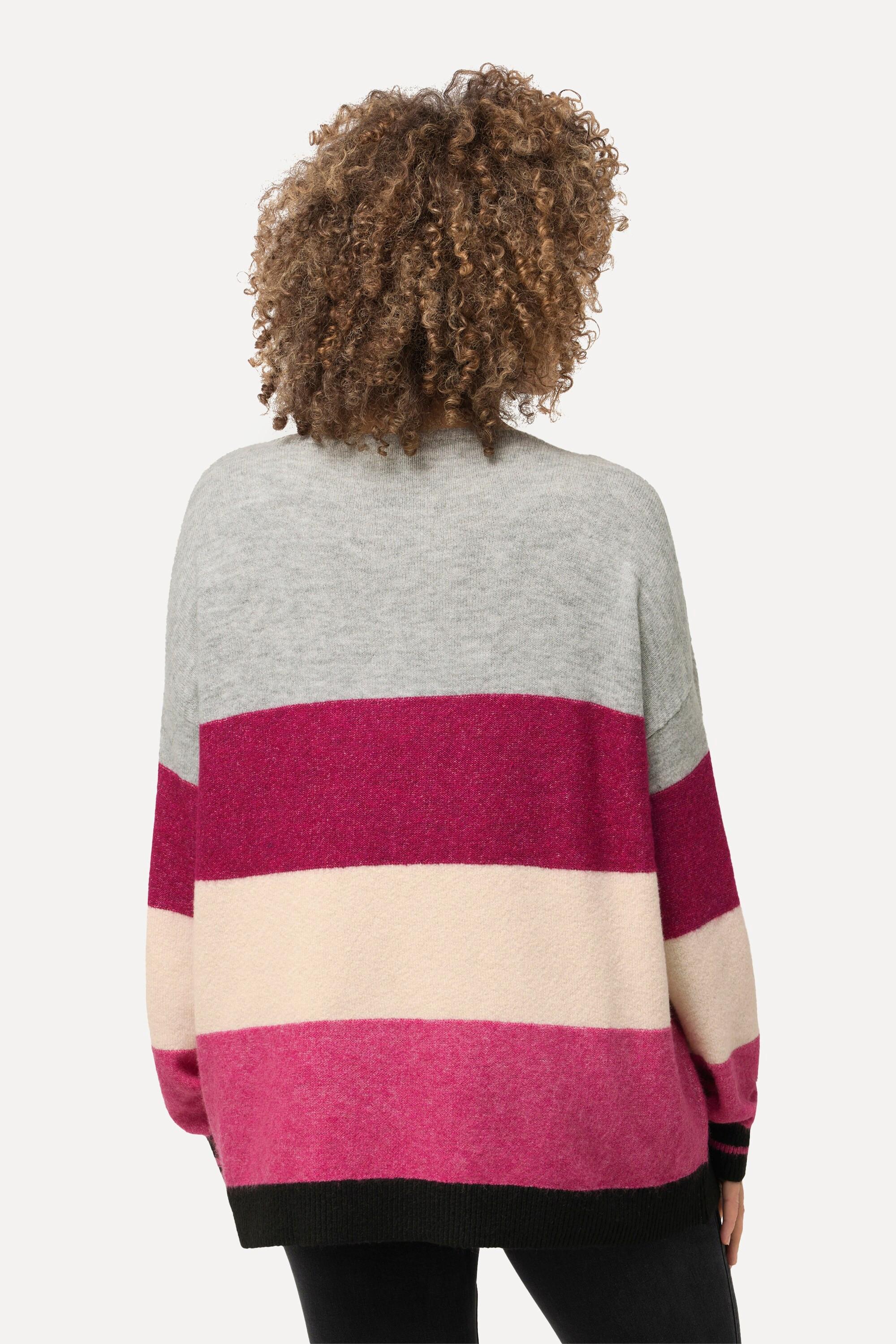 Ulla Popken  Pullover, Streifen, Oversized, Rundhals, Langarm 