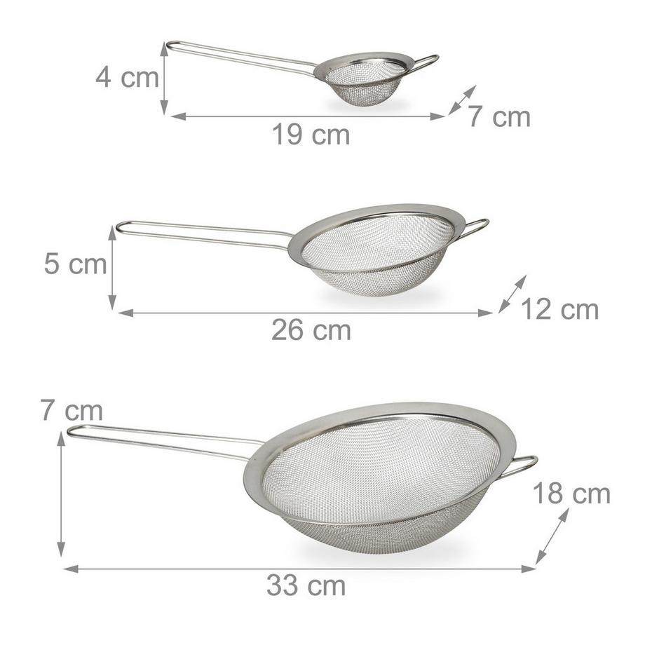 Northix Ensemble de 3 tamis de cuisine  