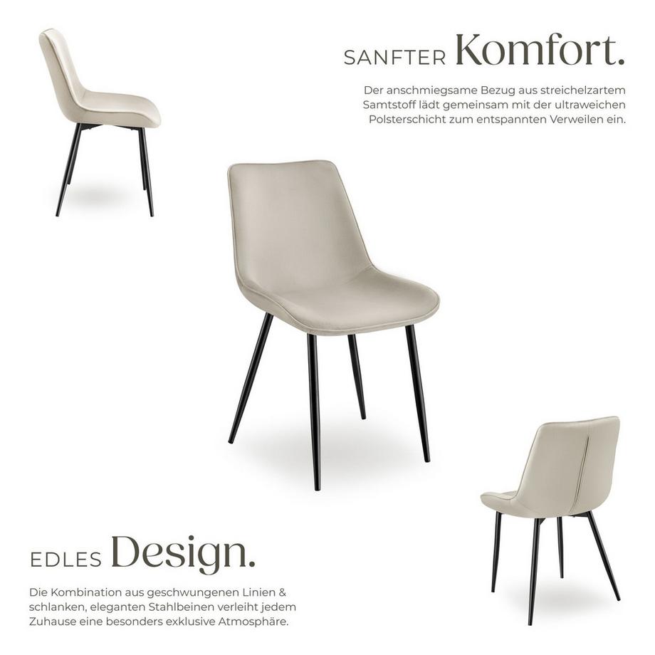 Tectake Set di sedie Monroe  imbottite, effetto velluto  