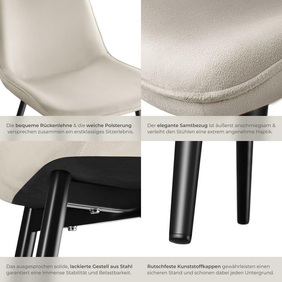 Tectake Set di sedie Monroe  imbottite, effetto velluto  