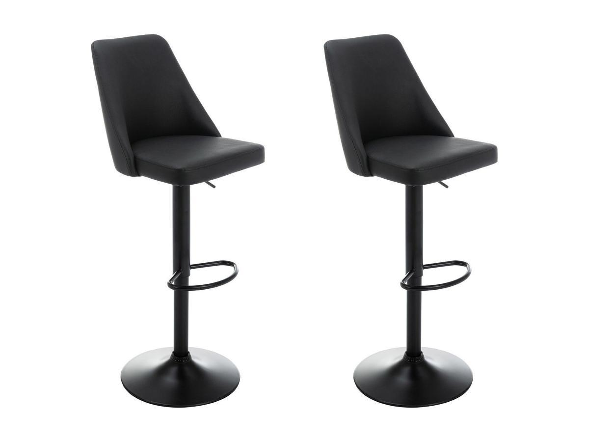 Image of Barhocker 2er-Set - Kunstleder & Metall - Schwarz - KIYOLA Barhocker 2er-Set - Kunstleder & Metall - Schwarz - KIYOLA