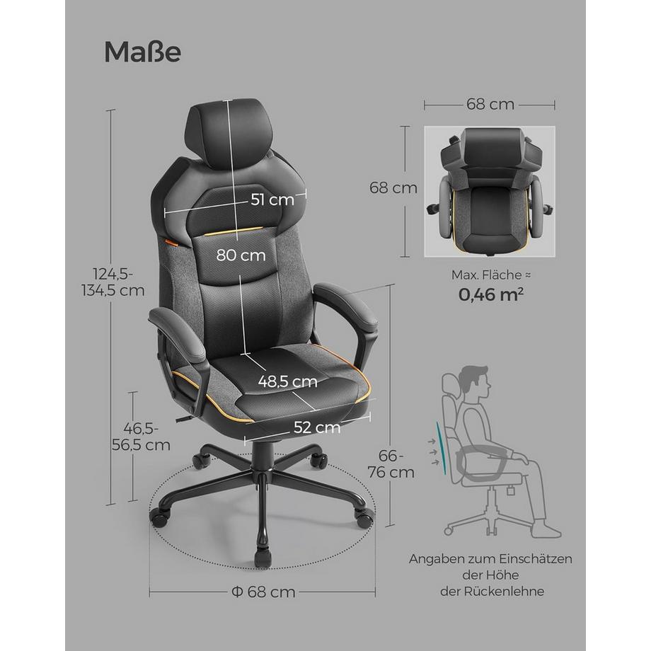 Pricenet  Chaise de bureau ergonomique réglable avec tissu respirant 