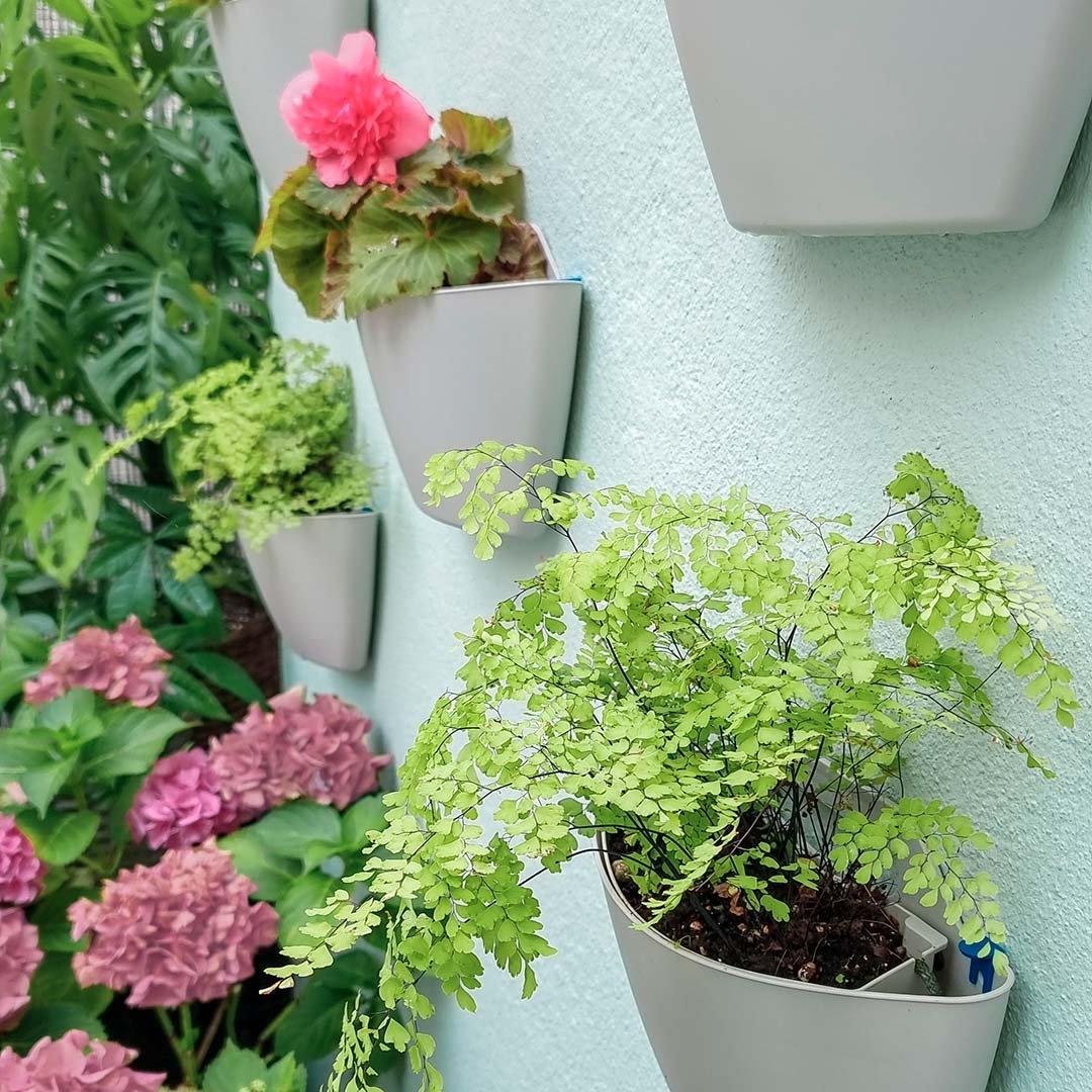 CitySens 3 Pack di fioriere da parete; fioriera grigia  