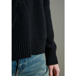 Studio Cashmere8  NAMI 21 Pullover mit besticktem Rundhalsausschnitt 4 Fäden CIGALE 4 - 100% Kaschmir 