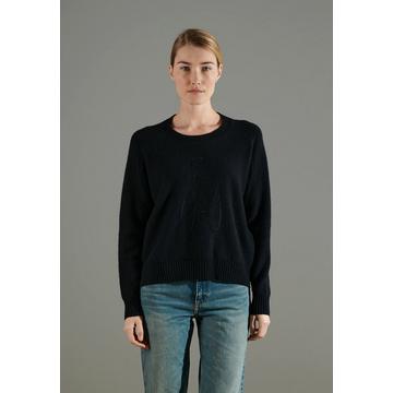 NAMI 21 Pullover mit besticktem Rundhalsausschnitt 4 Fäden CIGALE 4 - 100% Kaschmir