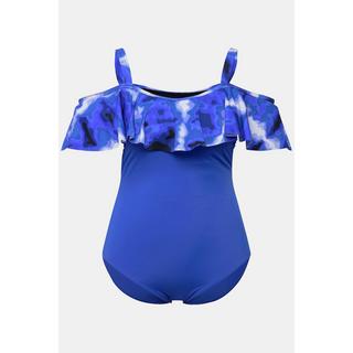 Ulla Popken  Maillot de bain avec bonnets souples, volant et imprimé Batik 