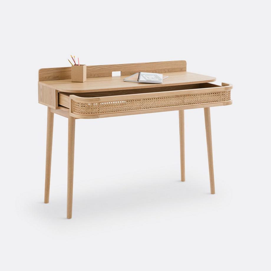 La Redoute Intérieurs Schreibtisch Laora mit 1 Rattanschublade  