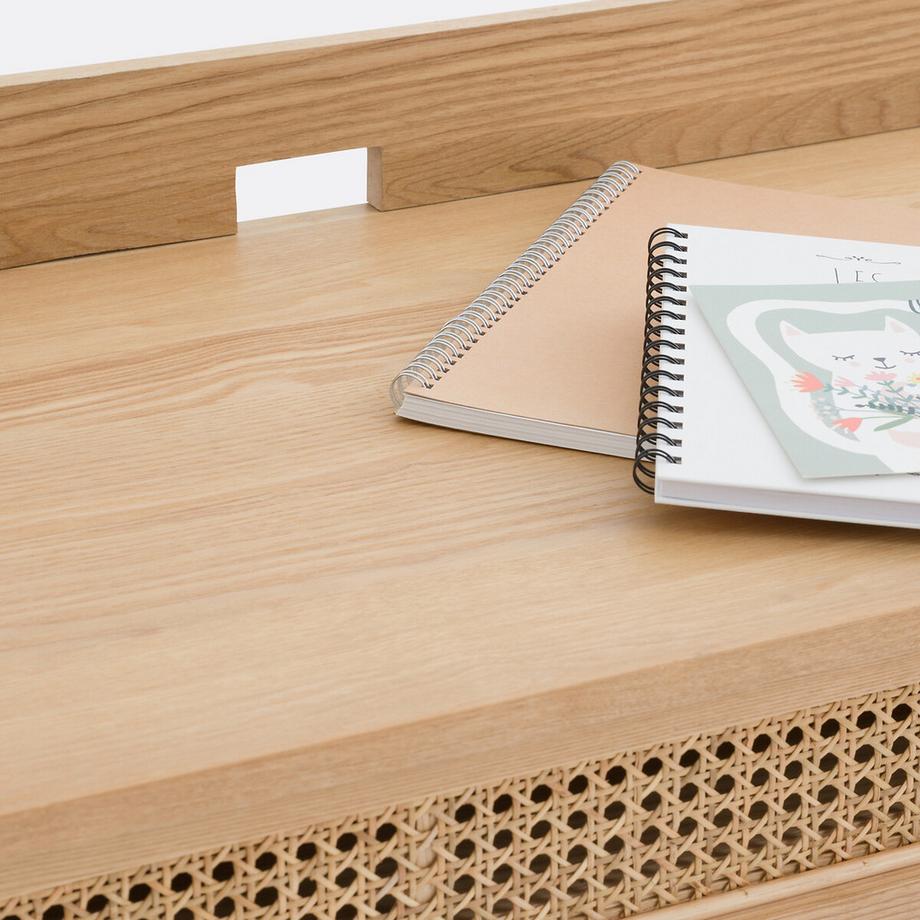 La Redoute Intérieurs Schreibtisch Laora mit 1 Rattanschublade  