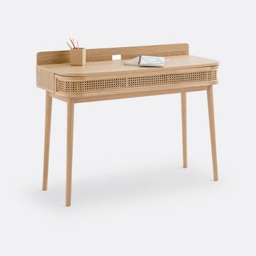 Schreibtisch Laora mit 1 Rattanschublade