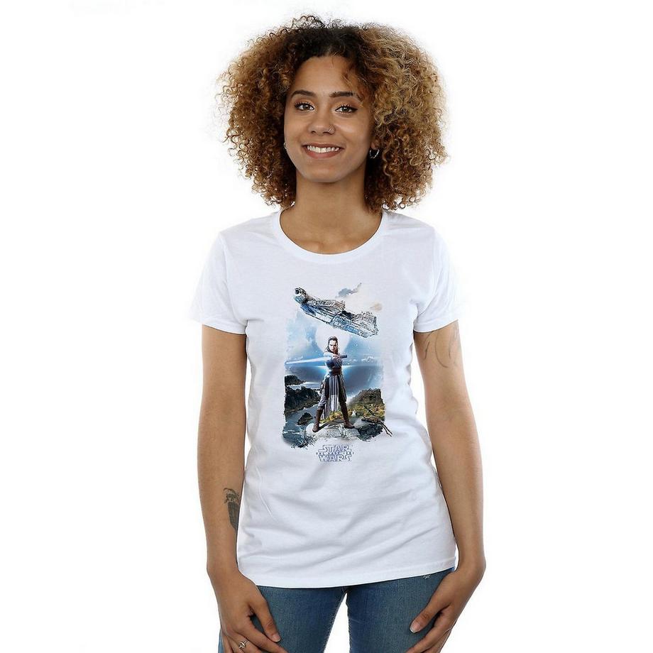 STAR WARS T-Shirt con Stampa Grafica Rey Millennium Falcon  