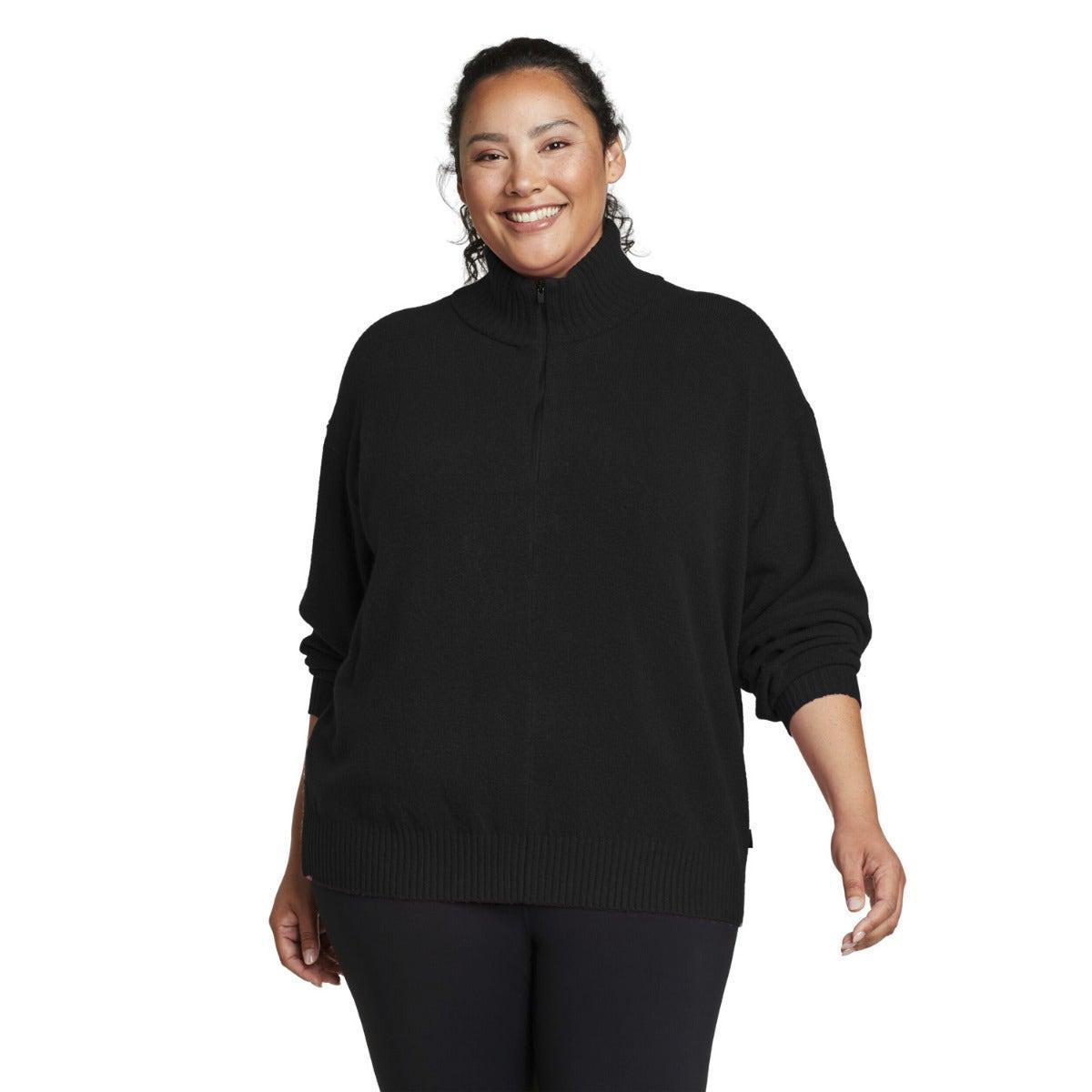 Image of Alpine Route Essentials Sweatshirt Mit Kurzem Reißverschluss Damen Schwarz XL