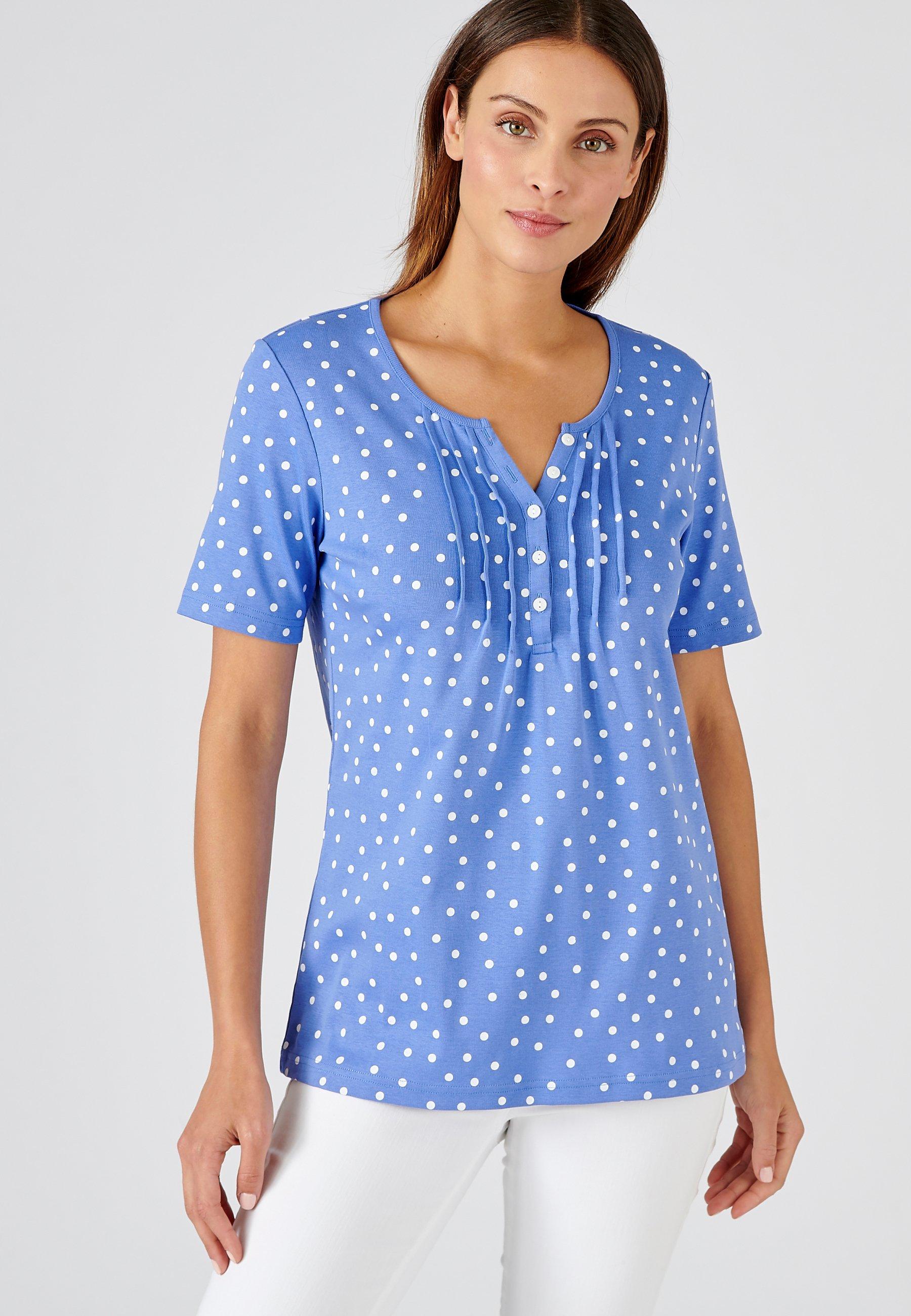 Image of Feinripp-t-shirt Aus Reiner Baumwolle. Damen Kornblumenblau 38/40