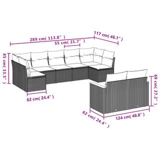 VidaXL set divano da giardino Polirattan  