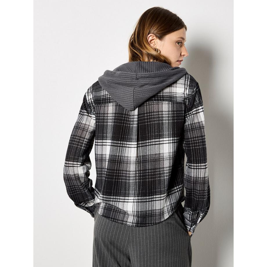 APRICOT Chemise à carreaux texturée avec capuche  