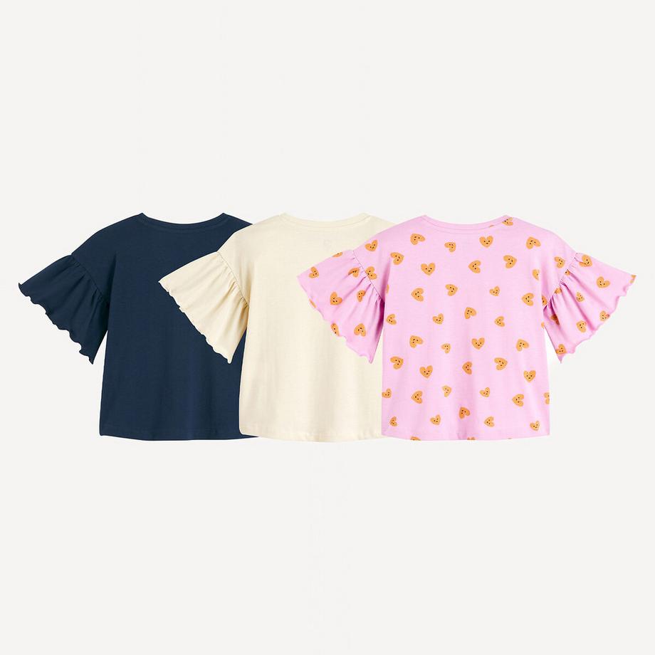 La Redoute Collections  3er-Pack T-Shirts mit kurzen Volantärmeln 