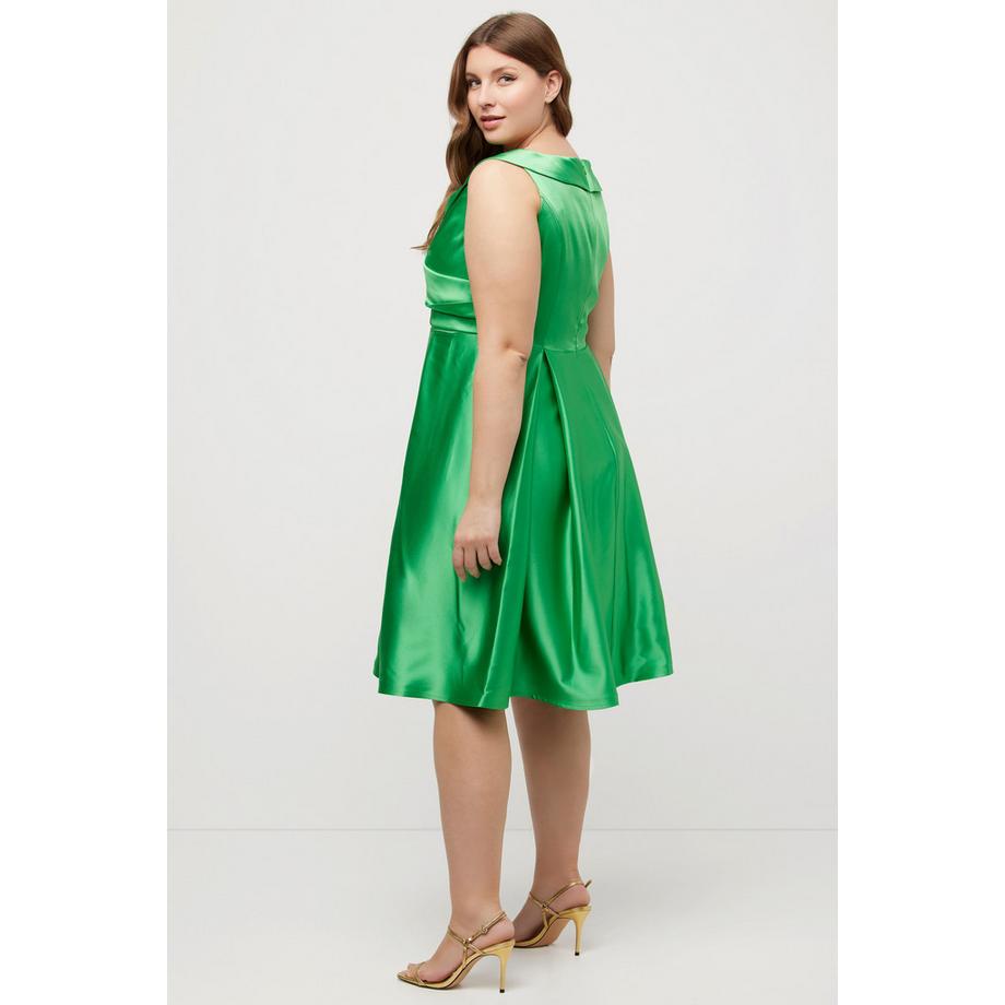 Ulla Popken Robe de Soirée Ligne A Drapée Sans Manches  