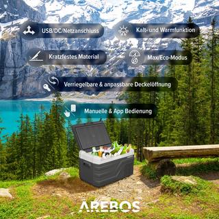 Arebos  Compressor Cooler Box Electric Car Refrigerator APP Freezer Box 