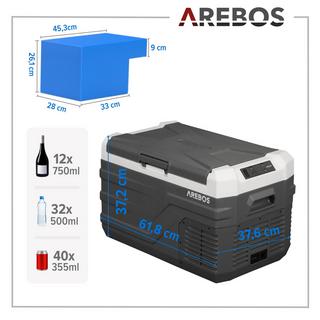 Arebos  Compressor Cooler Box Electric Car Refrigerator APP Freezer Box 