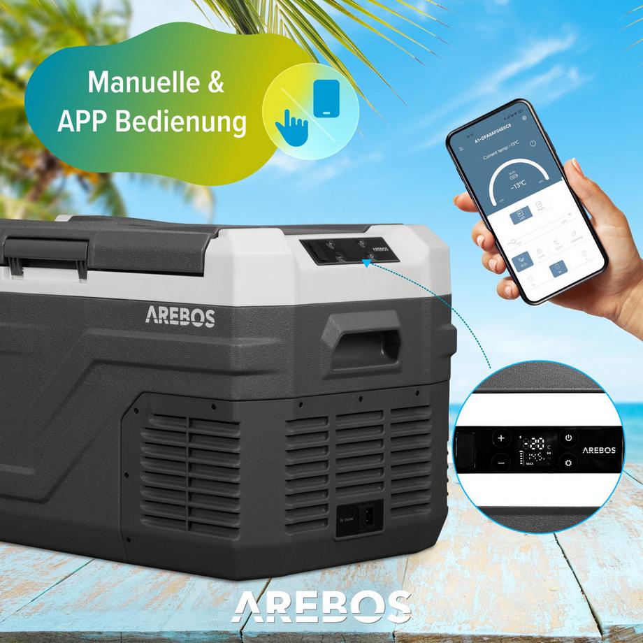 Arebos  Compressor Cooler Box Electric Car Refrigerator APP Freezer Box 