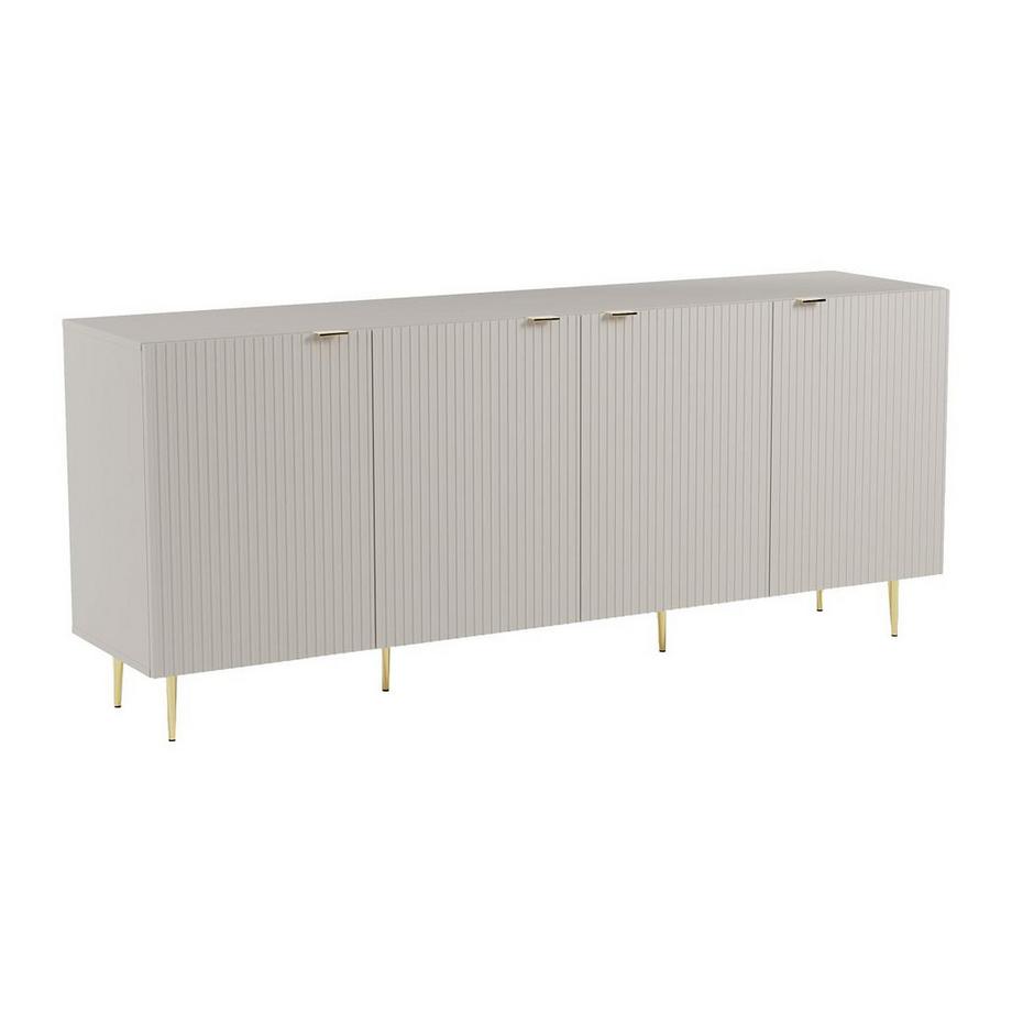 Vente-unique  Buffet avec 4 portes en MDF et acier - Beige et Doré - YESINIA 