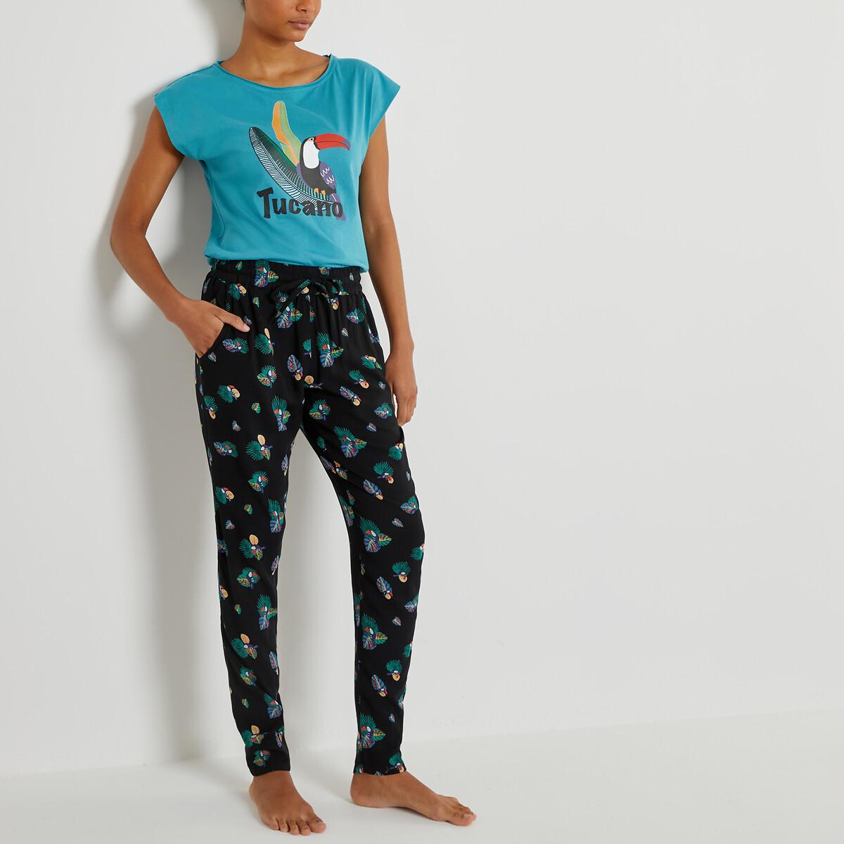 Image of Bedruckter Pyjama Damen Weiss Bedruckt 38