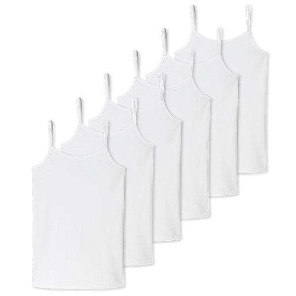Image of 6er Pack Teens Girls 955 Organic Cotton - Spaghetti-tops Unterhemden Mädchen Weiss 152