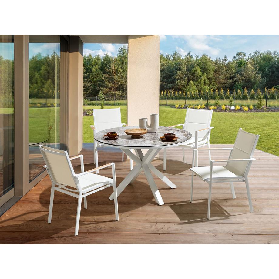 Beliani Salle à manger de jardin avec chaises en Aluminium  MALETTO/BUSSETO  