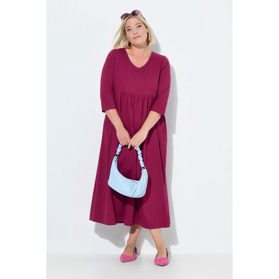 Ulla Popken Jerseykleid Empirenaht V-Ausschnitt 3/4-Arm Taschen  