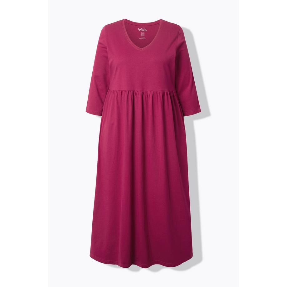 Ulla Popken Jerseykleid Empirenaht V-Ausschnitt 3/4-Arm Taschen  