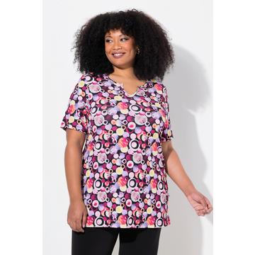 Maglia dal taglio lungo e svasato con scollo a tunica e mezze maniche